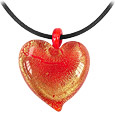 Passione - Red & Gold Murano Glass Heart Pendant